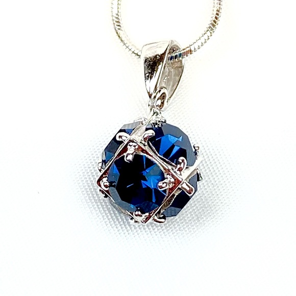 Bundle 4 for $45. Cubed Dark blue gem necklace. - Picture 3 of 4
